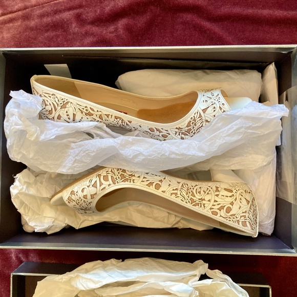 Prada Laser Cut White Kitten Heels - Picture 7 of 8